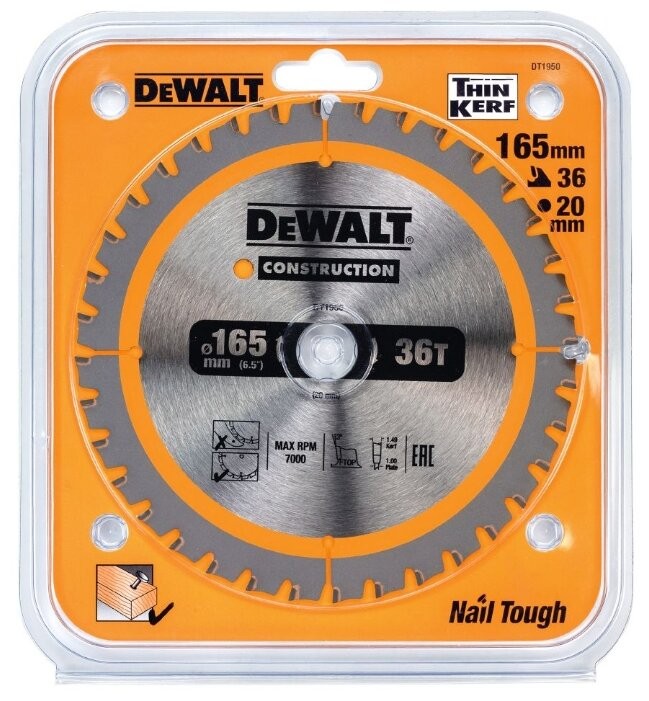 Пильный диск DeWALT Construction DT1950-QZ 165х20 мм