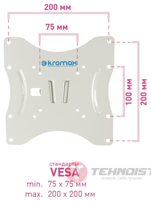 Кронштейн на стену Kromax TECHNO-3 white