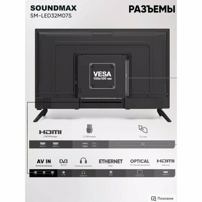 Телевизор Soundmax SM-LED32M07S (черный) 32