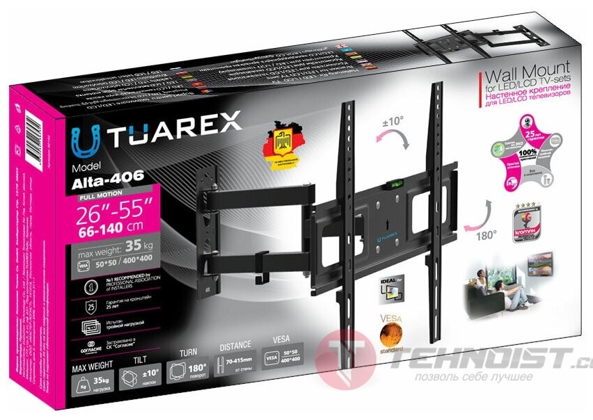 Настенный кронштейн для LED/LCD телевизоров TUAREX ALTA-406 BLACK black