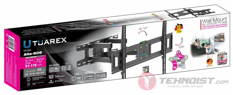 Настенный кронштейн для LED/LCD телевизоров TUAREX ALTA-605 BLACK black