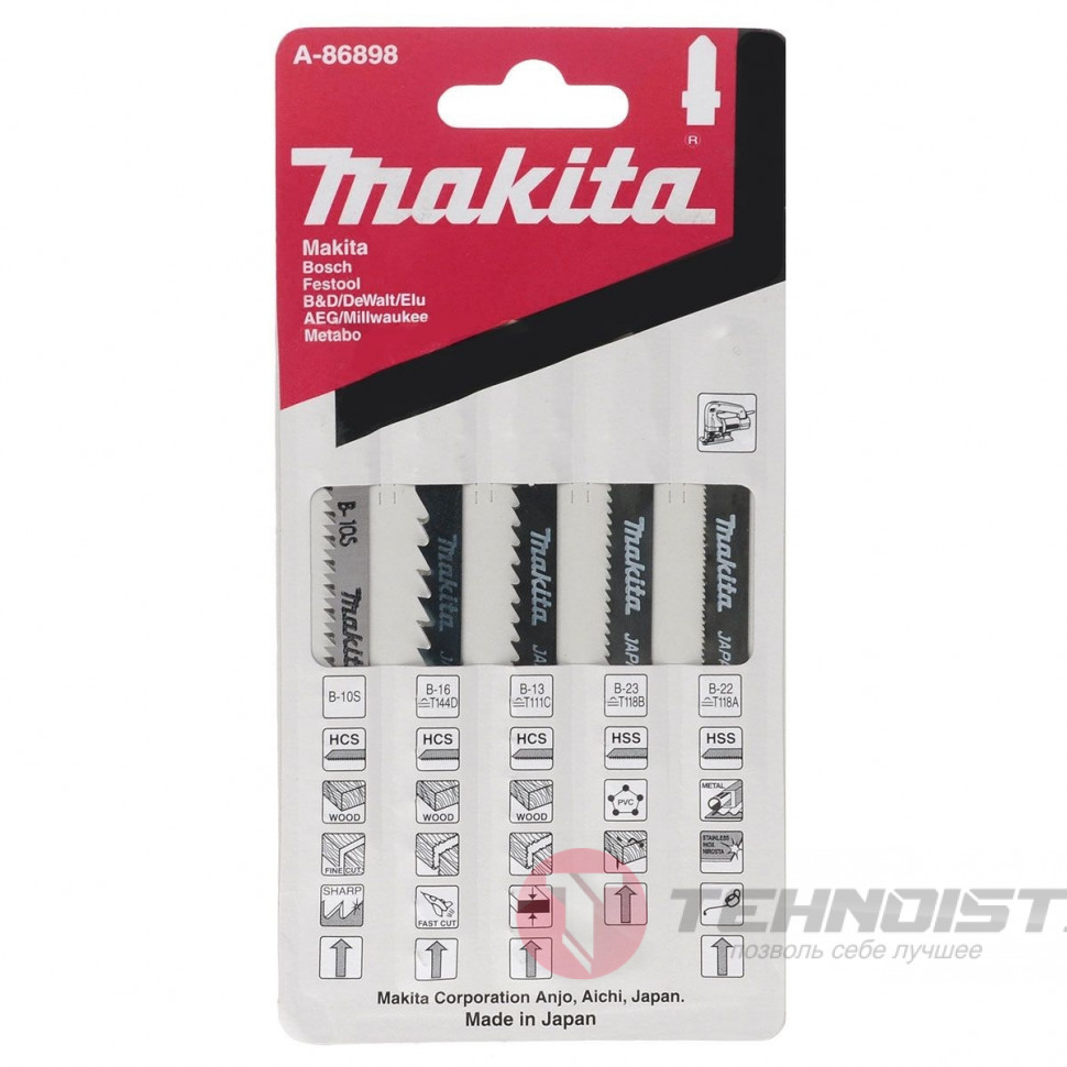 Универсальный набор пилок для лобзика 5 шт. Makita A-86898
