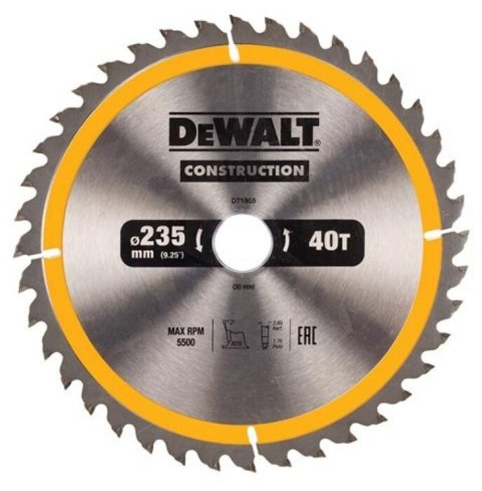 Пильный диск DeWALT Construction DT1955-QZ 235х30 мм